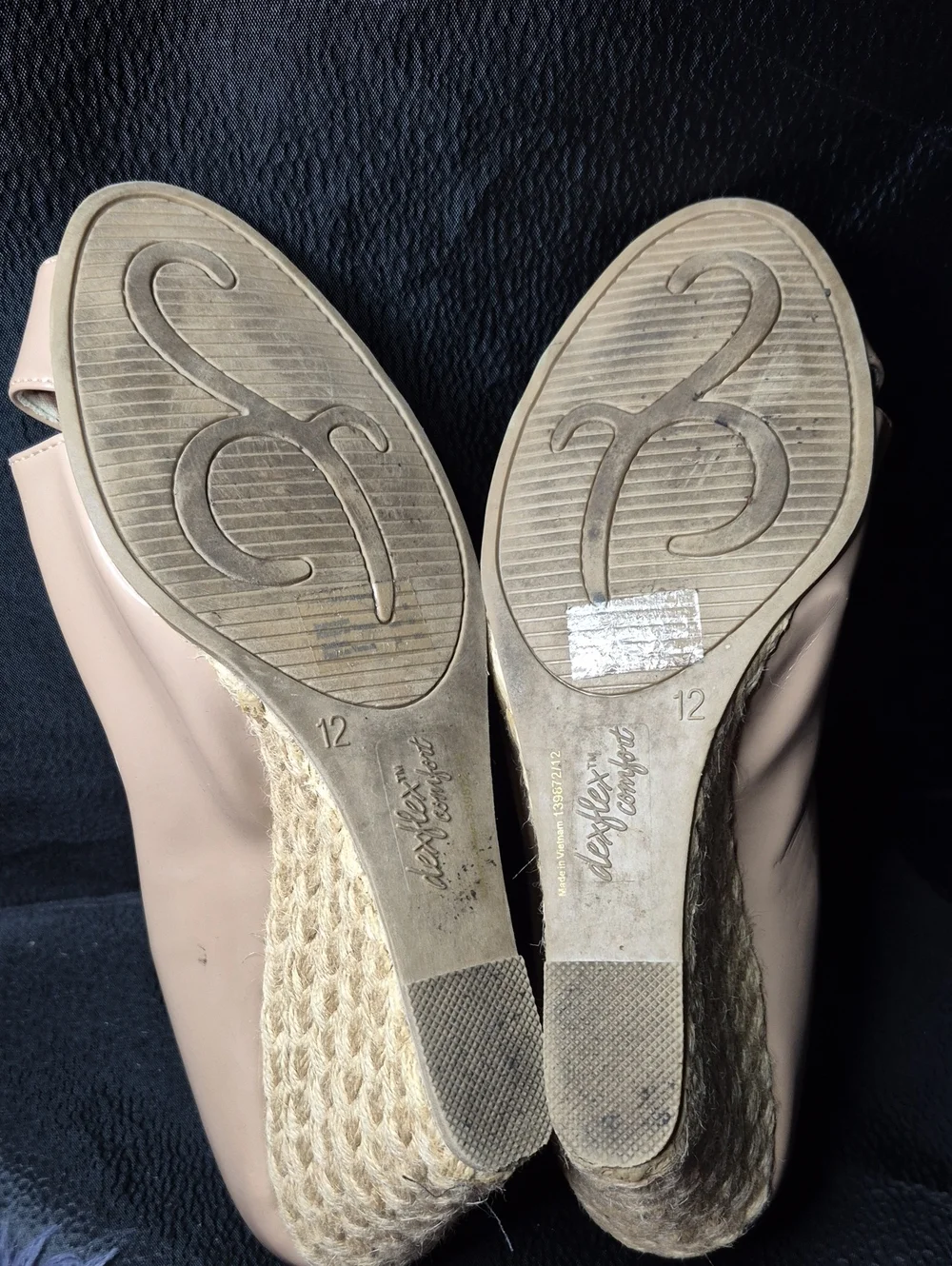 Dexflex Comfort 12 Beige Peep-Toe Wedge Heels